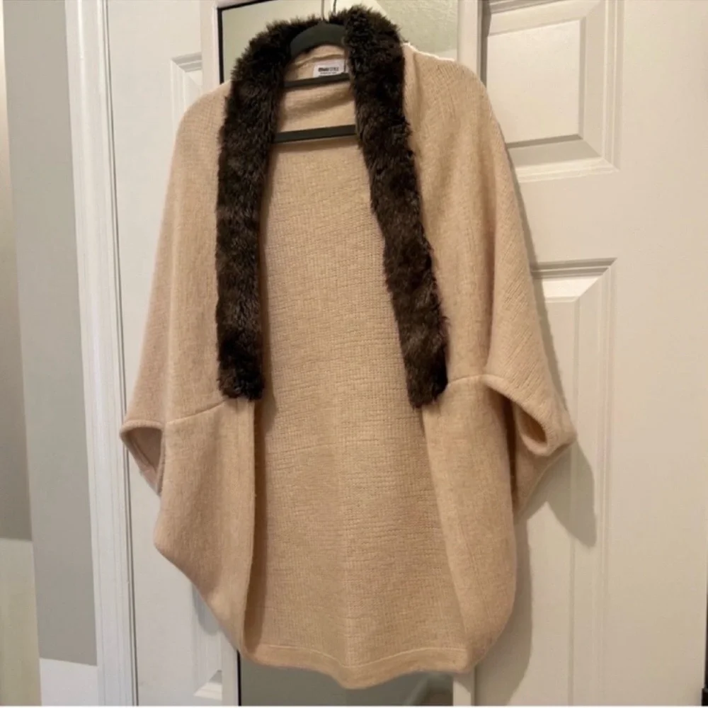 Anthropologie Mad Style 100% Acrylic fur lined open front sweater shrug cardigan